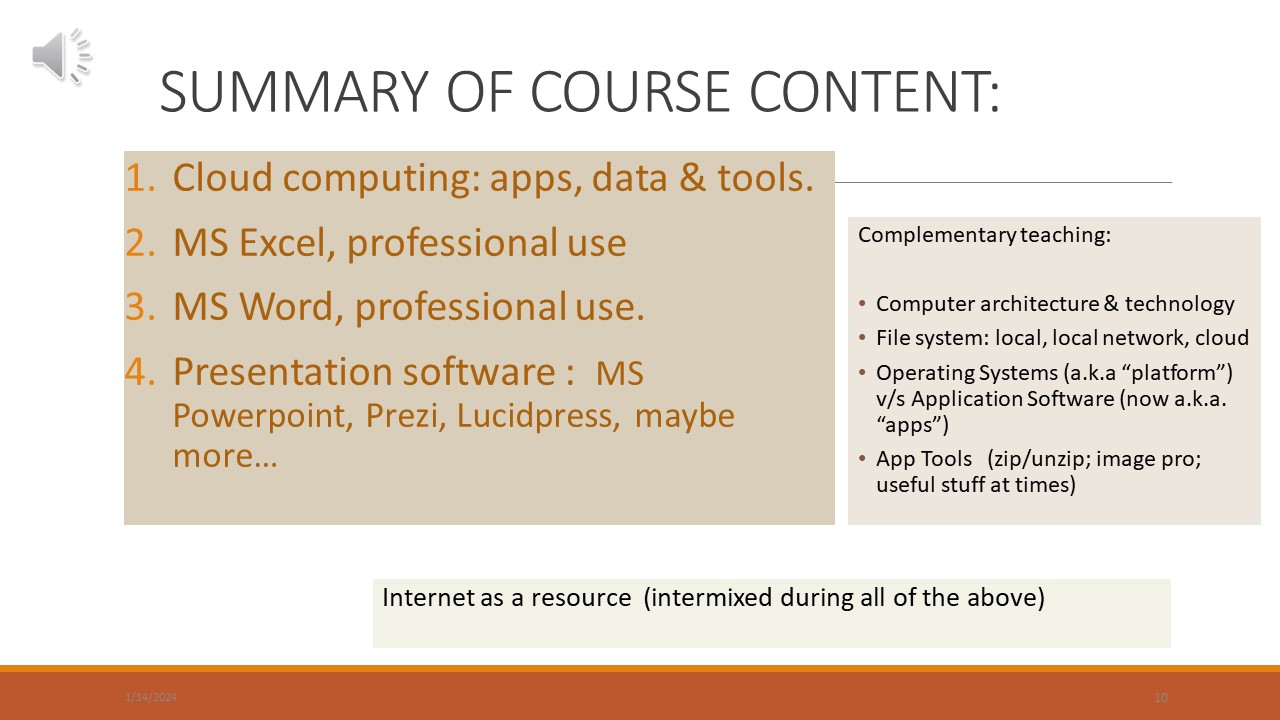 CS 110-3 Computer Office Applications Spring 2024